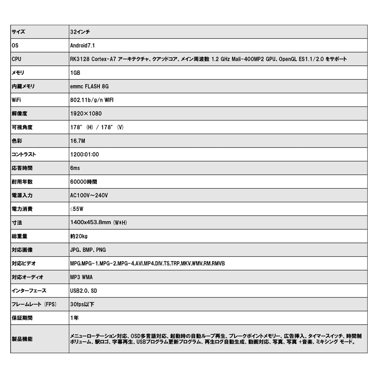 《VETESA デジタルサイネージ 32型》電子看板 スピーカー 液晶看板 デジタル看板 デジタルPOP 電子看板 液晶モニター ディスプレイ(digital_signage_32)