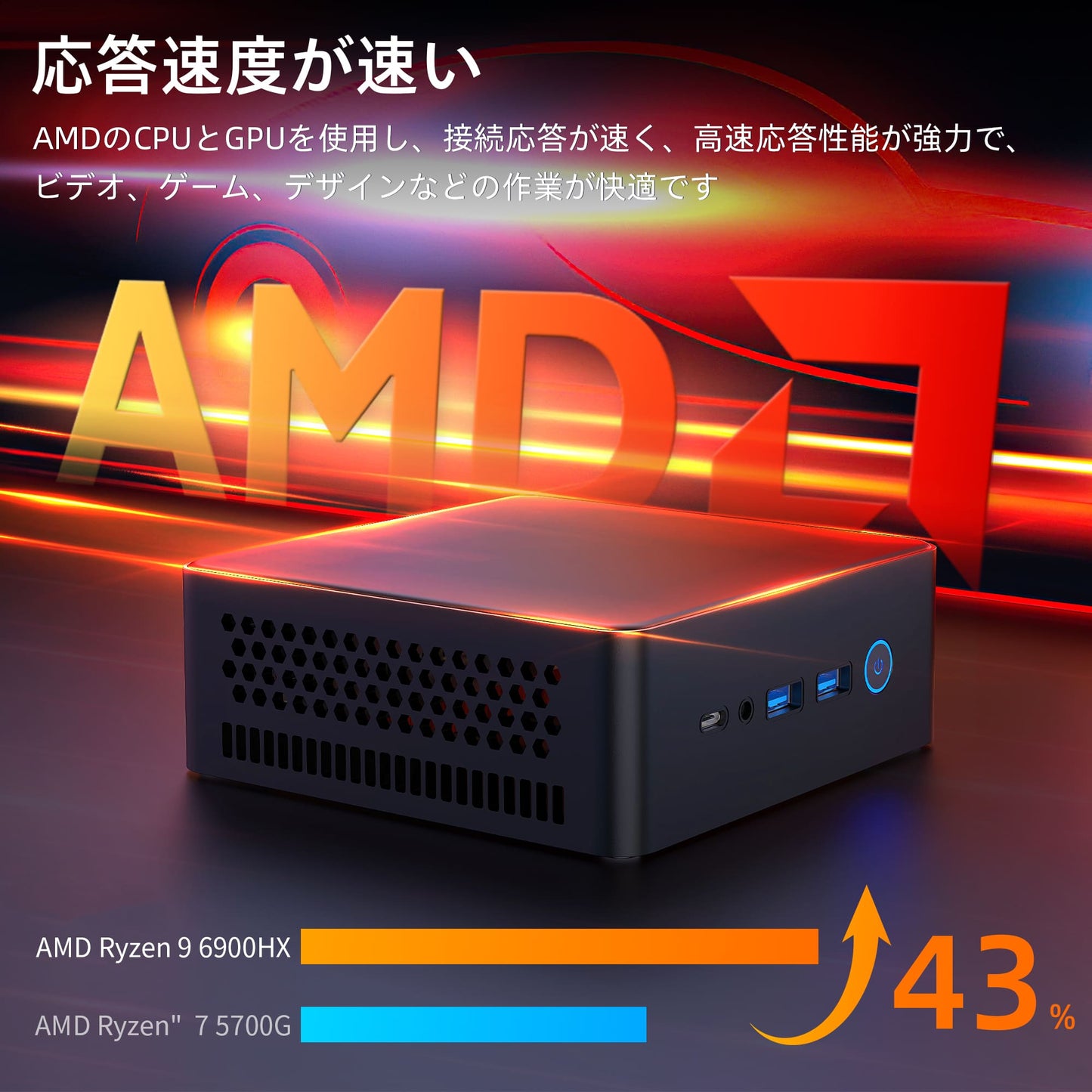 《VETESA 新品デスクトップPC本体》Office付き Windows11 AMD Ryzen 9 6900HX メモリ32GB SSD1TB(B50R-6690)